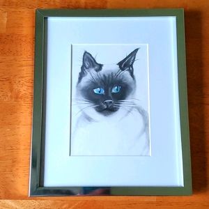 Origional, Charcoal and Pencil Siamese Cat Drawing